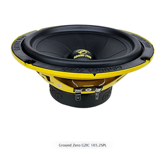 Ground Zero GZIC 165.2SPL 2-drożny zestaw głośnikowy o średnicy woofera 165 mm. Moc woofera 120 W RMS. Impedancja 3 Ohm